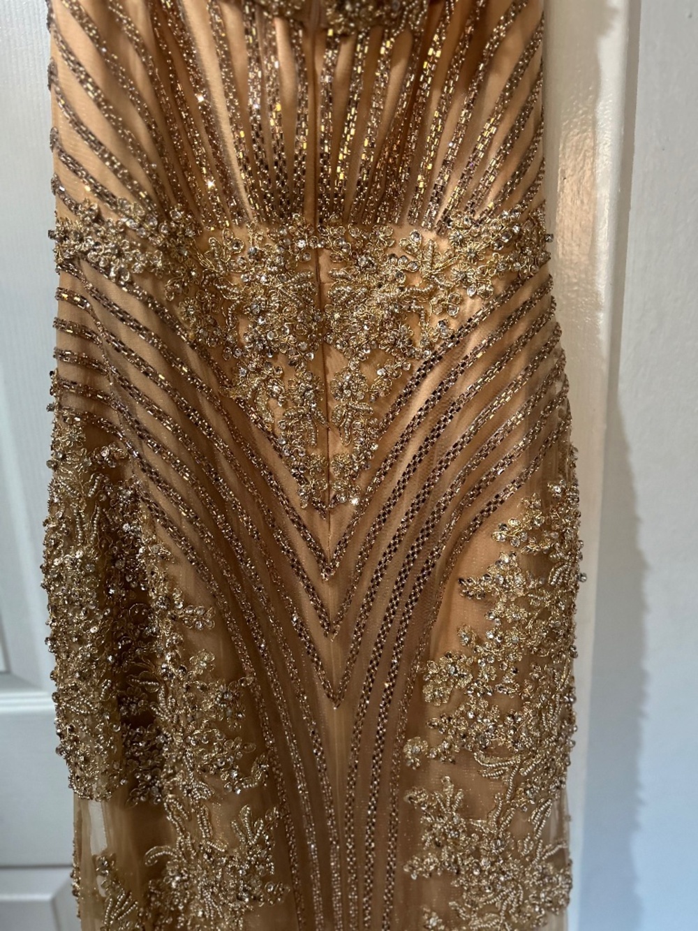Marsoni by Colors Size 12 Champagne Beaded Formal Evening Gown + Custom Shawl